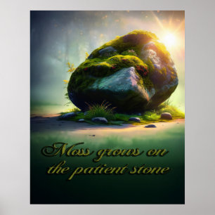 Póster El musgo crece en la piedra paciente