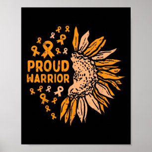 Póster El Naranja del girasol Ribbon Guerrero Orgulloso L