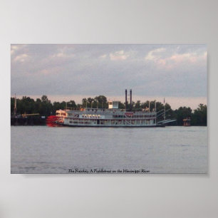 Póster El Natchez, un bote de remos en el río Misisipi