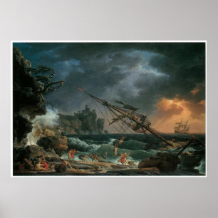 Póster El naufragio, Claude-Joseph Vernet