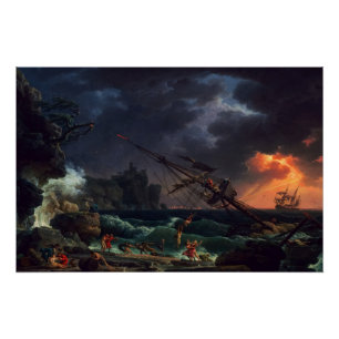 Póster El naufragio de Claude Joseph Vernet