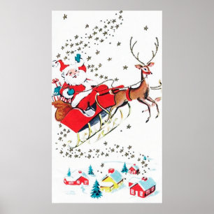 Póster El navidad retro Santa del vintage añade el poster