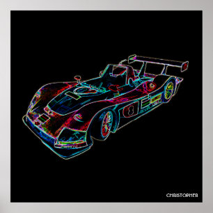 Póster El neón de lujo chispeante de las Carreras que