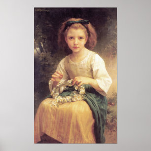 Póster El niño de Bouguereau trenzado una corona