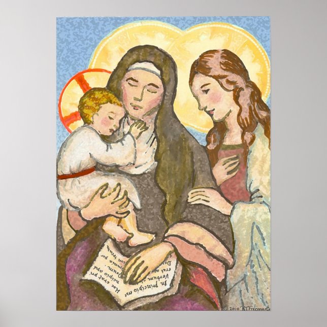 Póster El niño Jesús con su madre y abuela (Frente)