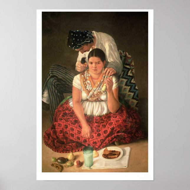 Póster El niño y Chica Gipsy, (aceite sobre lienzo) (Frente)