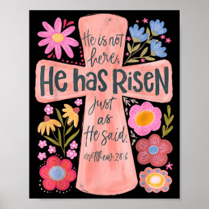 Póster Él No Está Aquí Ha Resucitado Floral Cristiano Jes