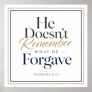Póster Él No Recuerda Lo Que Perdona Hebreos 8:12