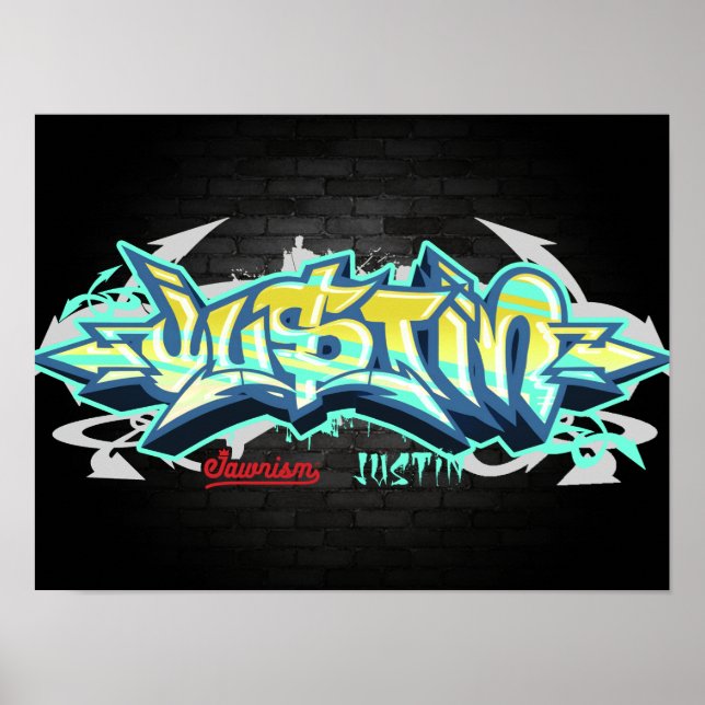 Póster El nombre Justin en graffiti (Frente)