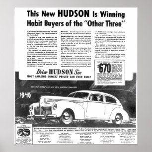 Póster El nuevo automóvil 1940 del Hudson