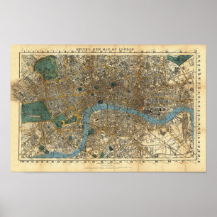 Póster El nuevo mapa de Smith de Londres 1860