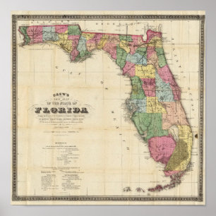 Póster El nuevo mapa Drew's del estado de la Florida