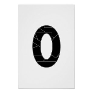 Póster El número cero (0) en negro
