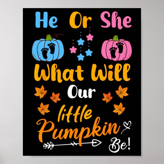 Póster Él O Ella Qué Será Nuestra Calabaza Gracias (Frente)