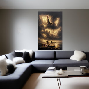 Póster El océano y un castillo en el cielo Poster de ar