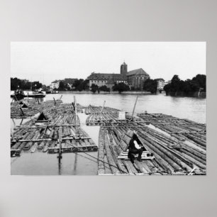 Póster El Oder en Breslau Polonia, c.1910