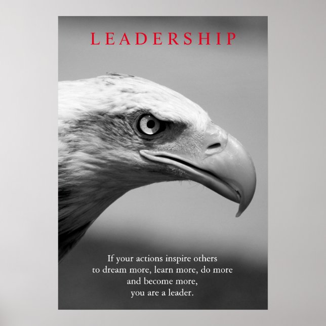Póster El ojo águila del liderazgo motivador blanco negro (Frente)