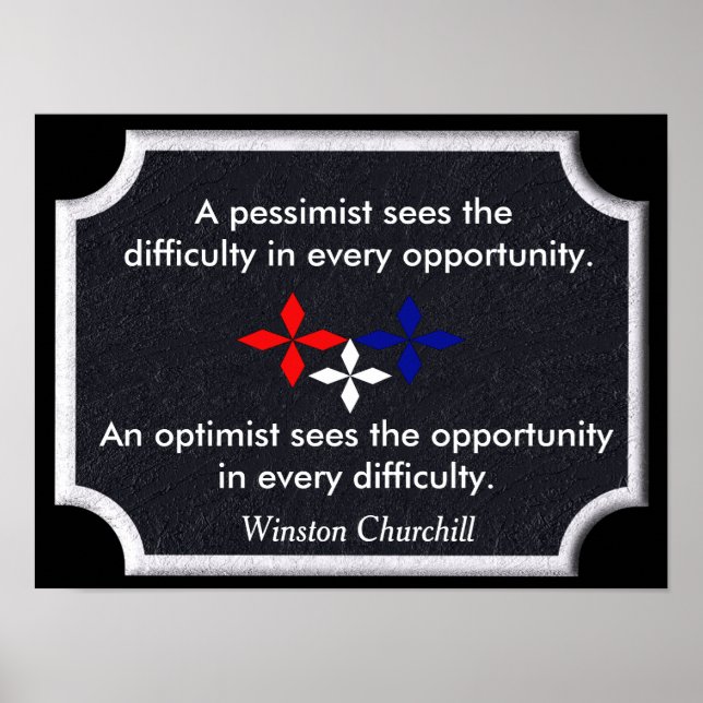 Póster El optimista - cita de Winston Churchill - imprimi (Frente)