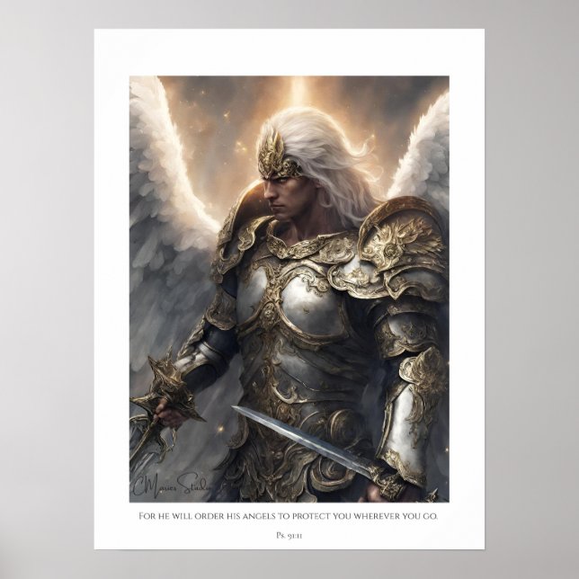 Póster Él ordena sus ángeles. (Frente)