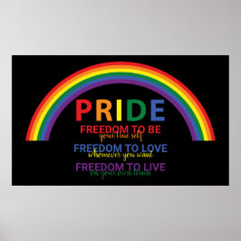 Póster El orgullo LGBTQ arcoiris es libertad para los der