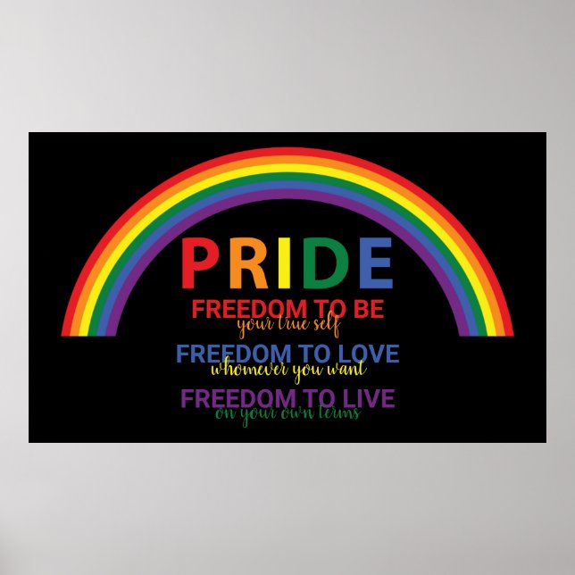 Póster El orgullo LGBTQ arcoiris es libertad para los der (Frente)