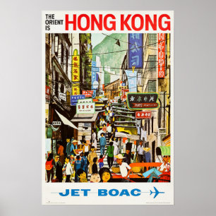 Póster El origen es HONG KONG Vintage Airlines Travel