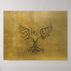 Póster El oro del pájaro de Phoenix grabó en relieve