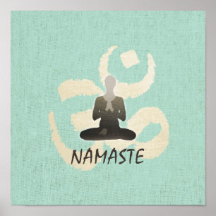Póster El oro OM de Namaste del vintage firma yoga de
