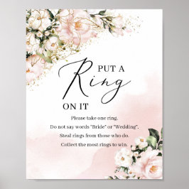 Póster El oro rosa de color rosa rosa floral le puso un a