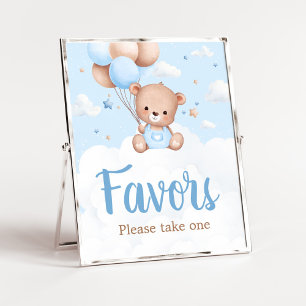 Póster El oso azul Baby Shower favorece al Rótulo