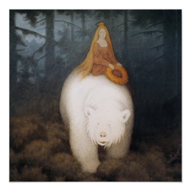Póster "El oso blanco" por Theodor Kittelsen (Anverso)