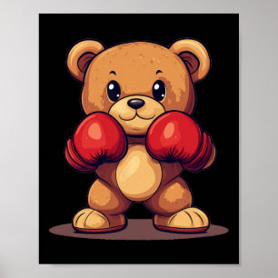 Póster El Oso De Knockout Con Guantes De Boxeo Para Una M