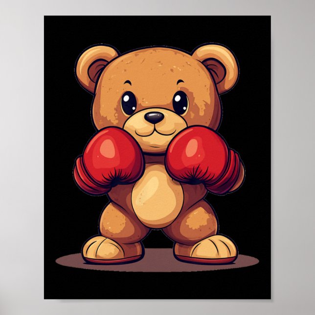 Póster El Oso De Knockout Con Guantes De Boxeo Para Una M (Frente)