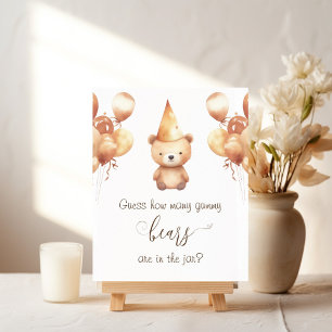 Póster El oso del juego de Baby Shower adivina cuántos os