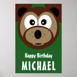 Póster El oso lindo cumpleaños feliz de los niños