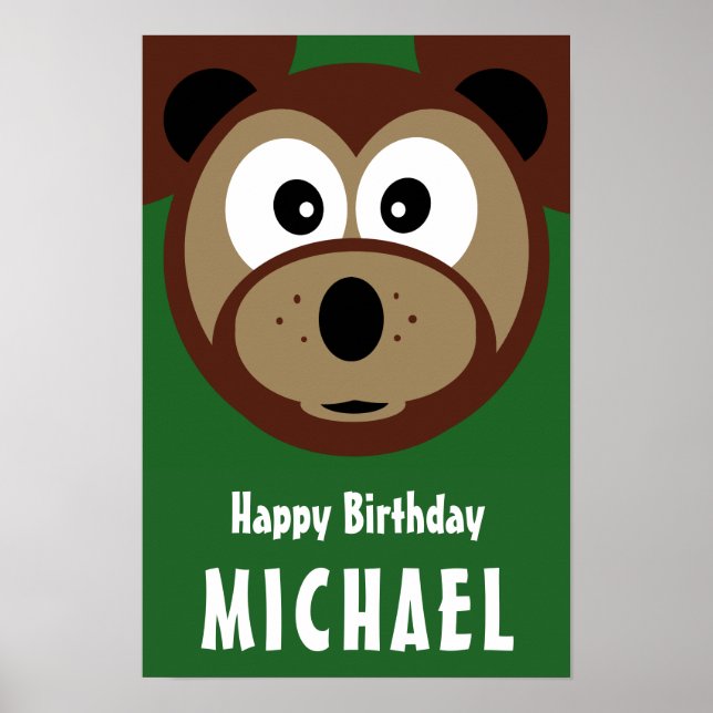Póster El oso lindo cumpleaños feliz de los niños (Frente)