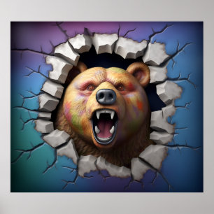 Póster El oso pardo rompe la imagen del Poster de impresi