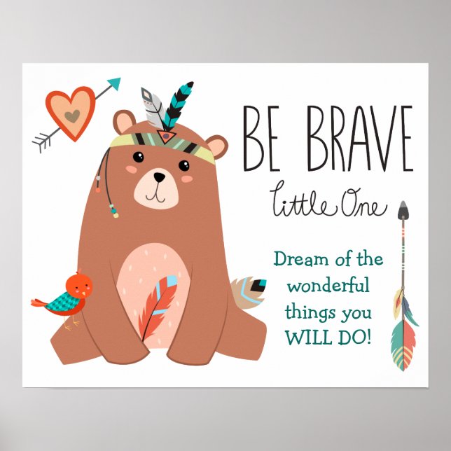 Póster El Oso Tribal Cute Sé Una Enfermera Valiente (Frente)