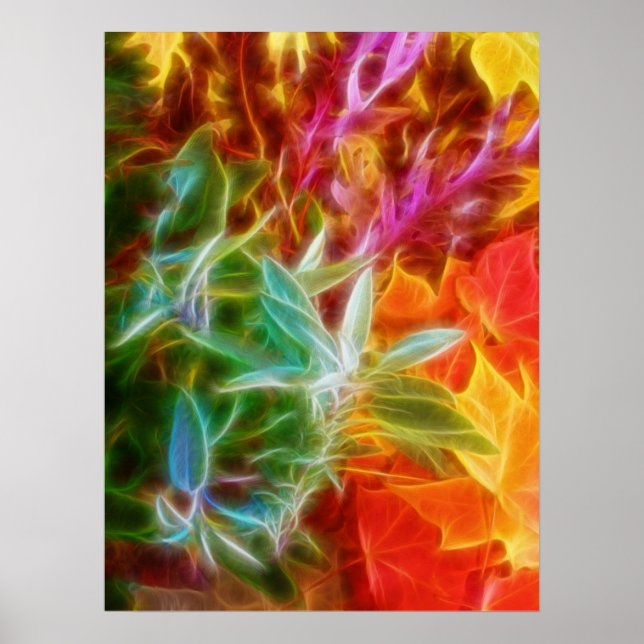 Póster El otoño fractal deja el arcoiris (Frente)