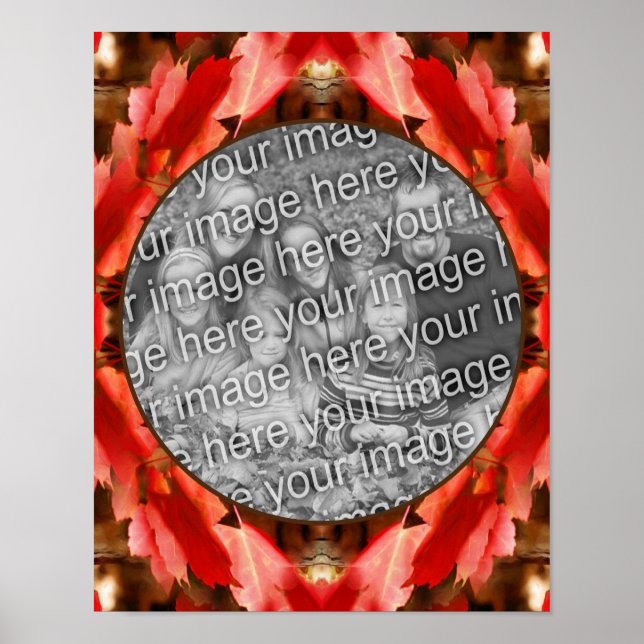 Póster El otoño rojo deja el marco de la naturaleza y agr (Frente)