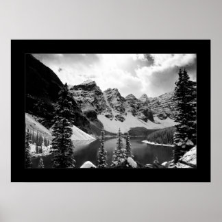 Póster El otro lago Moraine (blanco y negro)
