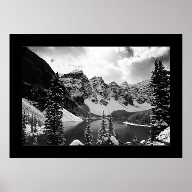Póster El otro lago Moraine (blanco y negro) (Frente)