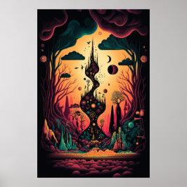 Póster El paisaje abstracto del Poster de los patrones de