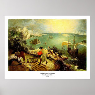 Póster El paisaje de Bruegel con la caída de Ícaro - 1558