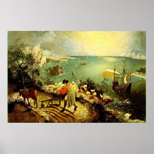 Póster El paisaje de Bruegel con la caída de Ícaro - 1558