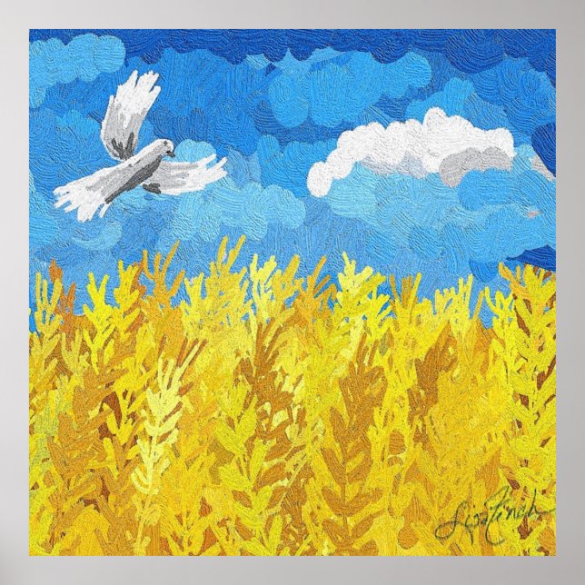 Póster El paisaje de la bandera de Ucrania (Frente)