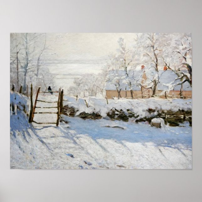 Póster El paisaje de la nieve de Claude Monet (1868-1869) (Frente)