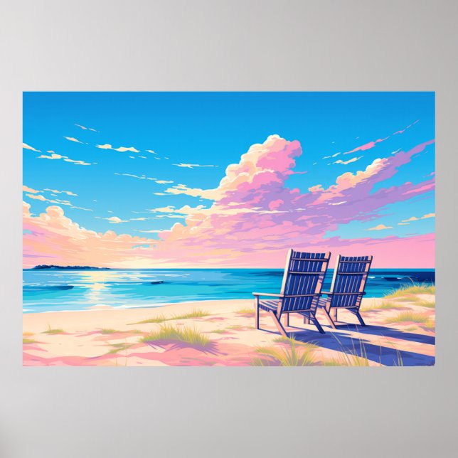 Póster El paisaje de la playa de Scenering Beach Sunset (Frente)
