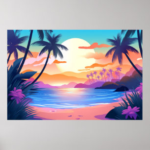 Póster El paisaje de la playa tropical
