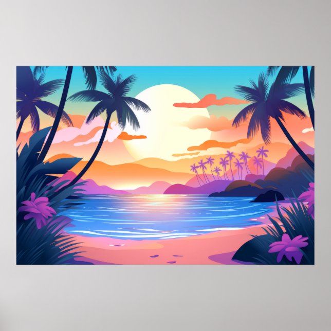 Póster El paisaje de la playa tropical (Frente)